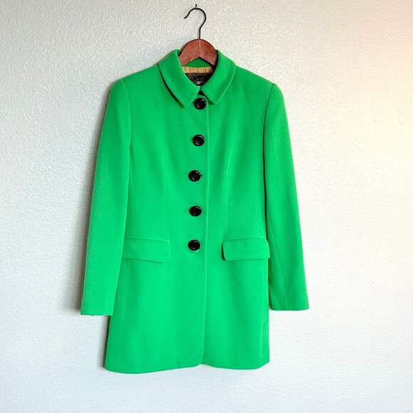 Vintage Kelly Green Mid Length Wool Blend Pea Coat by Rickie Freeman Size 4 - Picture 7 of 12